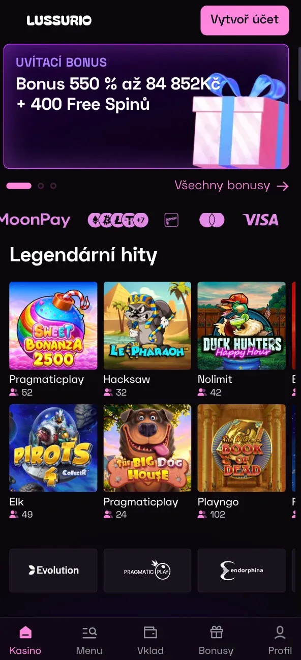 Hrajte na mobilním telefonu v kasinu Lussurio